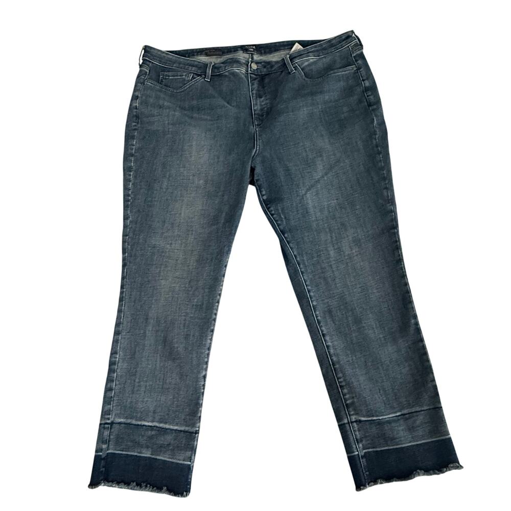 NYDJ Jeans Women's 22W Sheri Slim Medium Wash Raw Hem Crop
